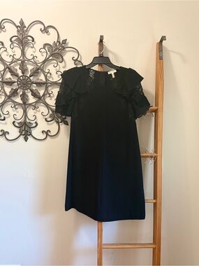 Rebecca Taylor Black Ruffle Sleeve Tunic Top